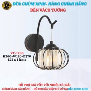 Đèn vách tường VT1766-MỚI 2025 - Đèn chùm xinh - phân phối sỉ và lẻ đèn trang trí - led TPHCM