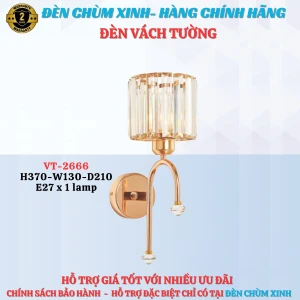 Đèn vách tường VT2666-MỚI 2025 - Đèn chùm xinh - phân phối sỉ và lẻ đèn trang trí - led TPHCM