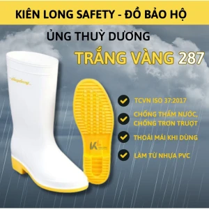 Ủng Thùy Dương - ủng lao động trắng đế vàng, chống trơn/trượt