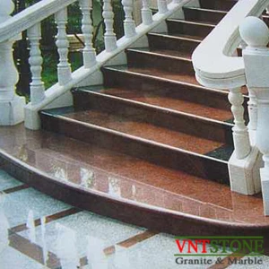Cầu thang ốp đá Granite Đỏ Ruby Ấn Độ