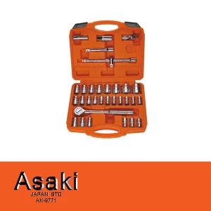 Bộ khẩu 1/2'' xi bóng viền cam Asaki AK-9771 32 chi tiết