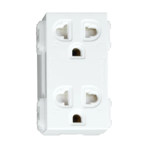 Ổ cắm đôi 3 chấu có màn che - Wide series