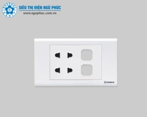 Ổ cắm đôi 2 chấu 2 công tắc Sino S18U2XX