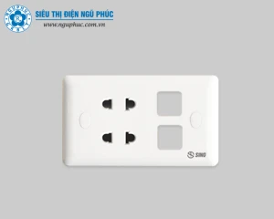Ổ cắm đôi 2 chấu 2 công tắc Sino S1982XX (S1982XXV)