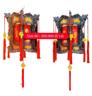 Lồng Đèn Xoay Lục Giác - Hội An - Size 60cm - đèn trang trí Tết năm Ất Tỵ 2025 - VLXD Kiều Oanh