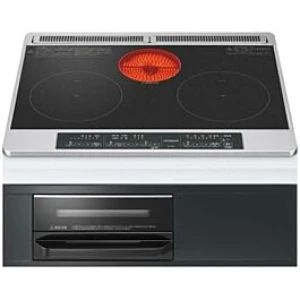 Bếp từ Hitachi HT-M6K có 2 vùng nấu từ và 1 vùng nấu hồng ngoại dùng cho các loại nồi chảo