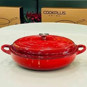 Chảo gang Arber CG30MD màu đỏ đường kính 30cm, bảo hành 2 năm