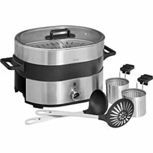 Nồi lẩu điện 2 ngăn WMF Lono Hot Pot kèm xửng hấp (nội địa Đức), bảo hành 2 năm