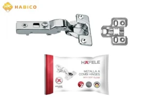 Bản lề giảm chấn DIY Hafele cong vừa trùm nửa 493.03.024