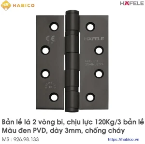 Bản lề lá inox 304 màu đen Hafele 926.98.133