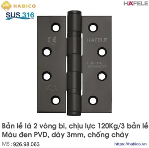 Bản lề lá inox 316 màu đen Hafele 926.98.063
