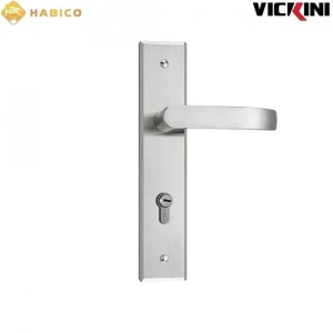 Khóa cửa nẹp Vickini 37915.102 inox bóng mờ ruột hai đầu chìa