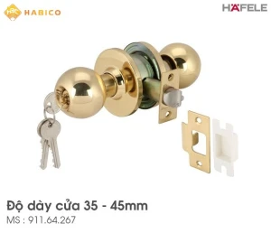 Khóa Tay Nắm Tròn Hafele 911.64.267 Cửa Chính Loại Lớn Vàng Bóng