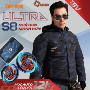 Áo điều hòa AZUKI Ultra S8 - Quạt 18V, Pin 20.000mah | Pin siêu nhỏ