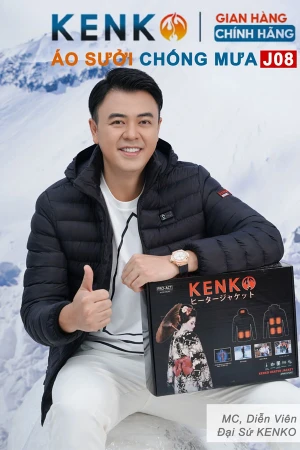 Áo khoác sưởi ấm Nhật Bản Kenko J08 màu Đen - Vải chống nước tuyệt đối