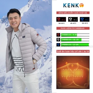 Áo khoác sưởi ấm Nhật Bản Kenko J08 màu Xám - Vải chống nước tuyệt đối