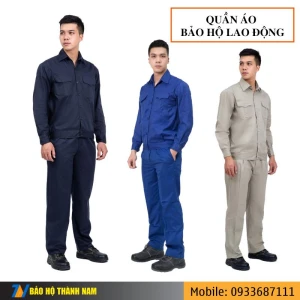 Quần áo bảo hộ công nhân vải Kaki 2.1 [3 màu] Xanh, tím than, ghi - TB02