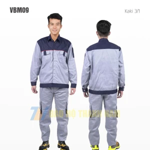 Quần áo bảo hộ Kaki 3.1 - Màu xám phối xanh