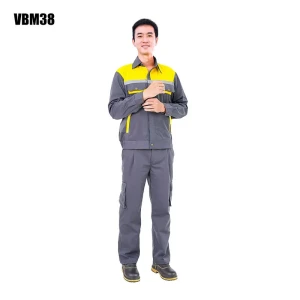 Quần áo bảo hộ Kaki 3.1 - Xám phối vàng