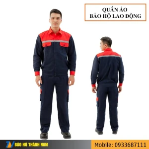 Quần áo bảo hộ màu tím than phối đỏ - Kaki 2.1 nhuộm than hoạt tính | DN14