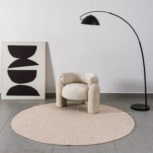 Thảm trải sàn Haru be tròn dệt trượt nước khổ tùy chọn