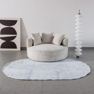 Thảm trải sàn Hayden Ghi oval lông mềm