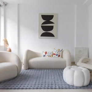 Thảm trải sàn Waffle Ghi đậm lông thỏ