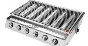 Bếp nướng hàu 6 họng đốt dài, nướng thịt và xúc xích