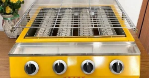Bếp nướng hàu, nướng thịt bằng gas loại 4 họng đốt dài