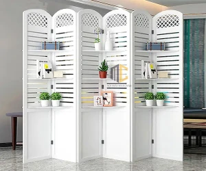 Bình phong kết hợp kệ sọc ngang