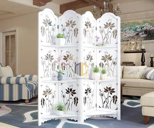 Bình phong nhà hàng có kệ hoa sen