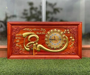 Tranh gỗ đồng hồ chữ Tâm
