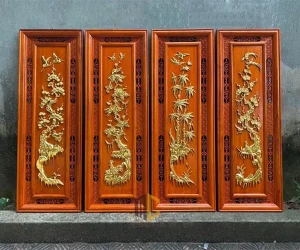 Tranh tứ quý tùng cúc trúc mai bằng gỗ