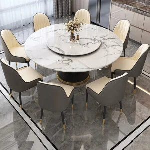Bàn Ăn Tròn Xoay 10 Ghế Nhập Khẩu Mặt Đá Khuyến mãi 35%