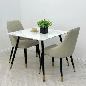 Bộ Bàn Ăn 2 Ghế Mặt Đá Ghế Da