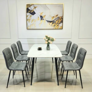 Bộ Bàn Ăn 6 Ghế Mặt Đá Caro