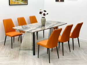 Bộ Bàn Ăn 6 Ghế Cao Cấp Helen Mặt Đá Ngọc Khuyến mãi 35%