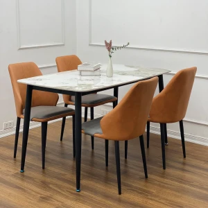 Bộ Bàn Ăn Mặt Đá Ceramic 4 Ghế Sheraton Sọc