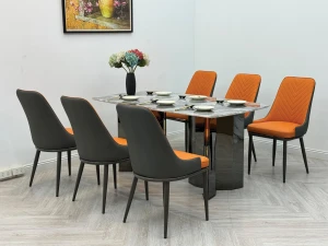 Bộ Bàn Ăn Mặt Đá Nhập Khẩu 6 Ghế Spine Cao Cấp