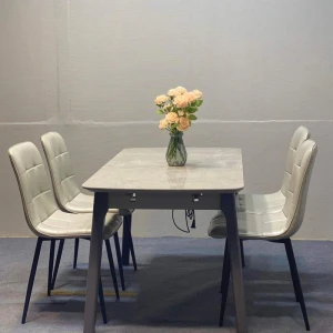 Bộ Bàn Ăn Thông Minh 4 Ghế Caro Kéo Dài Từ 1m1 Đến 1m4