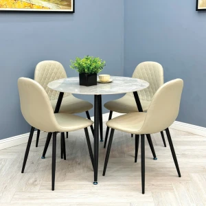 Bộ Bàn Ăn Tròn 4 Ghế Mặt Đá Đường Kính 70