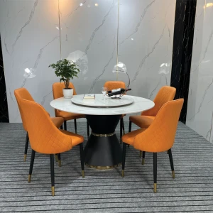 Bộ Bàn Ăn Tròn Mặt Đá 6 Ghế Rộng 1m3