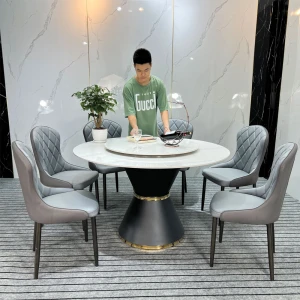 Bộ Bàn Ăn Tròn Mặt Đá Nhập Khẩu 6 Ghế Royal