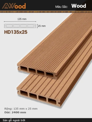 Sàn Gỗ Ngoài Trời AWood-HD135x25-Wood