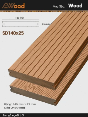 Sàn Gỗ Ngoài Trời AWood-HD140x25-Wood