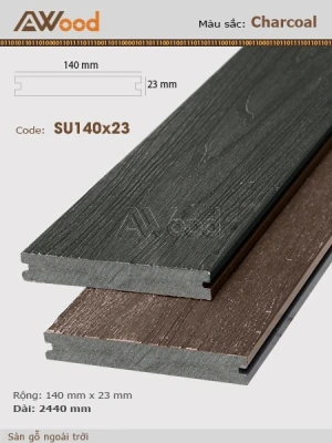 Sàn Gỗ Ngoài Trời AWood-SU140x23-Charcoal