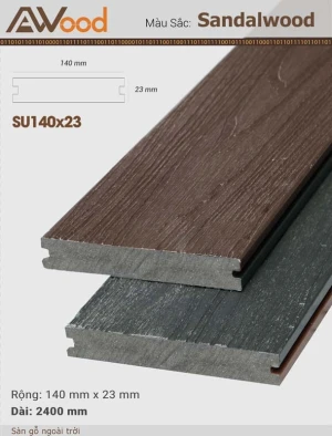 Sàn Gỗ Ngoài Trời AWood-SU140x23-Sandalwood