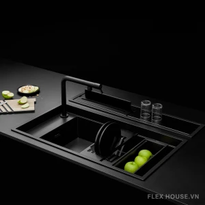 Chậu rửa đá Granite màu đen Malloca MYST K86