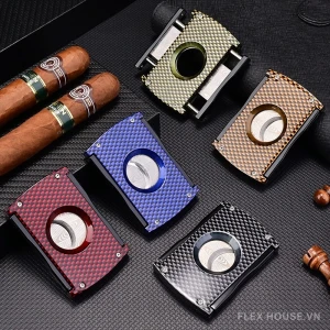 Dao cắt xì gà lưỡi inox họa tiết caro nhiều màu CGL3595