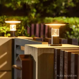 Đèn trụ cổng tròn năng lượng mặt trời hiện đại AF3734